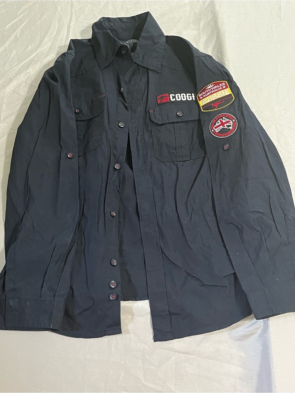 COOGI Black Button-Down Shirt with Patch Details Boys Size 12